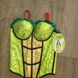 Green and Gold Sequin Kids Costume Corset